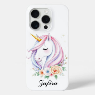 Personalised Unicorn Floral iPhone Case 15 pro