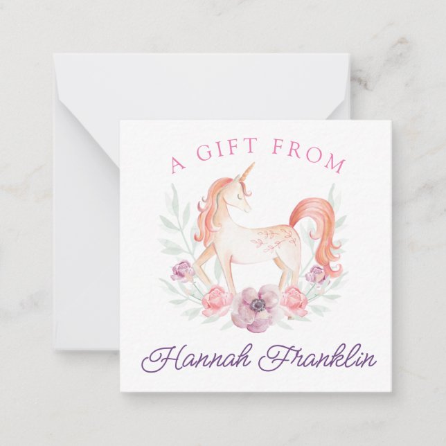 Personalised Unicorn Gift Tag Card (Front)