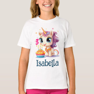 Personalised Unicorn Girl Birthday Party T-Shirt