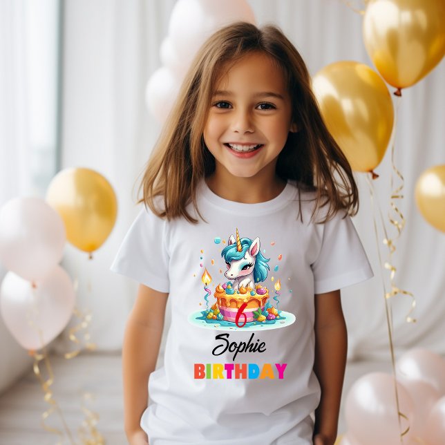 Personalised Unicorn Girl Birthday Party T-Shirt (Creator Uploaded)