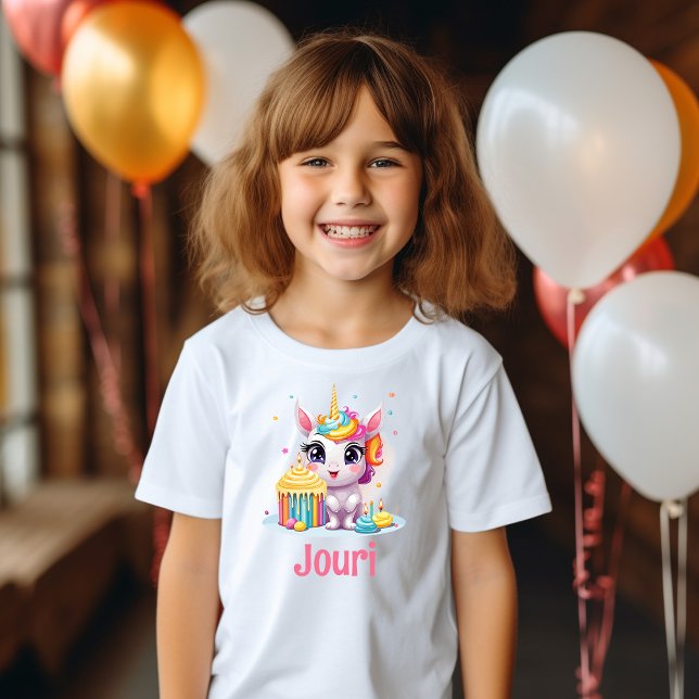 Personalised Unicorn Girl Birthday Party T-Shirt (Creator Uploaded)