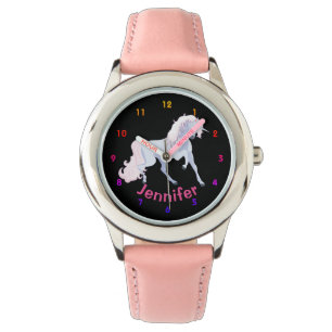 Personalised UNICORN Girls watch Pink Hearts