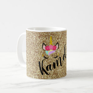 Personalised Unicorn Gold Glitter Coffee Mug