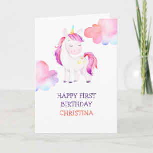 Personalised Unicorn Happy Birthday Girls Card