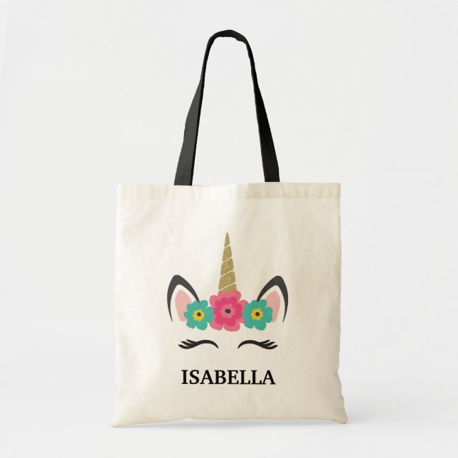 Personalised Unicorn Head Tote Bag (Front)