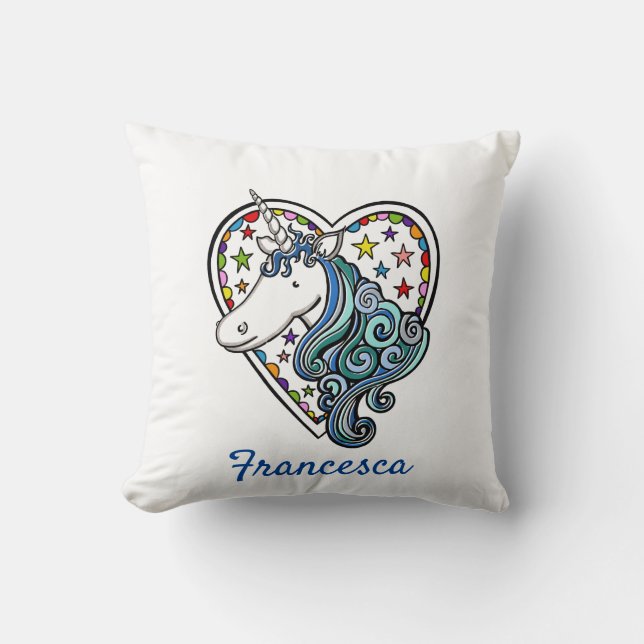 Personalised Unicorn Heart Cushion (Front)