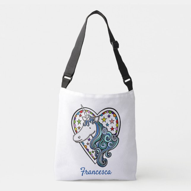 Personalised Unicorn Heart Tote Bag (Front)