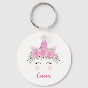 Personalised Unicorn Keychain With Pink Name