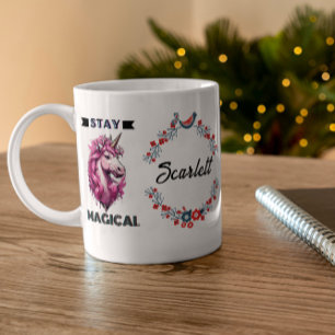 Personalised Unicorn Kids Name Gift Stay Magical Coffee Mug