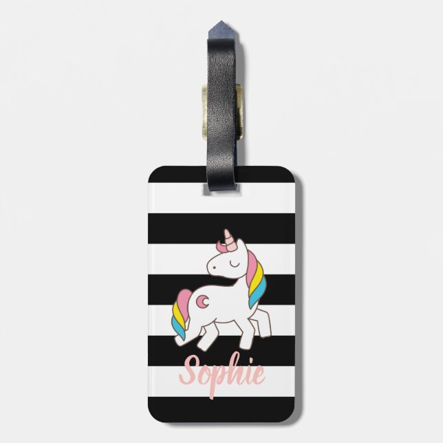 Personalised unicorn luggage tag (Back Vertical)