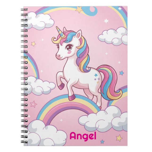 Personalised Unicorn Notebook – Magical Rainbow Jo (Front)