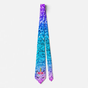 Personalised Unicorn Ombre Fade Mens Dress Tie