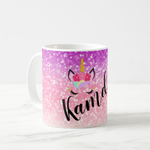 Personalised Unicorn Ombre Glitter Coffee Mug