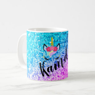 Personalised Unicorn Ombre Glitter Coffee Mug