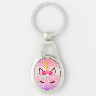 Personalised Unicorn Ombre Glitter Key Chain