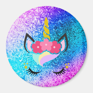 Personalised Unicorn Ombre Glitter Magnet