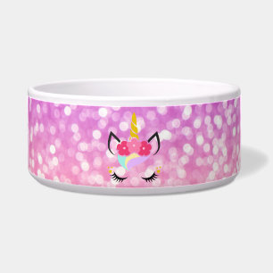 Personalised Unicorn Ombre Glitter Pet Bowls