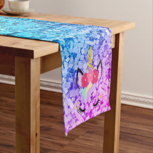 Personalised Unicorn Ombre Glitter Table Runner