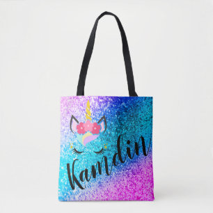 Personalised Unicorn Ombre Glitter Tote Bag