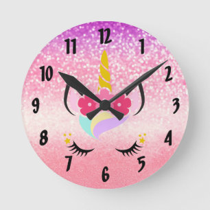 Personalised Unicorn Ombre Glitter Wall Clock