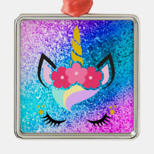 Personalised Unicorn Ombre Glitter XMAS Ornament