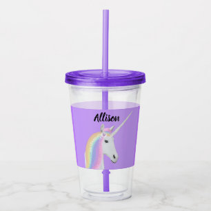 Personalised Unicorn Pastel Purple Acrylic Tumbler