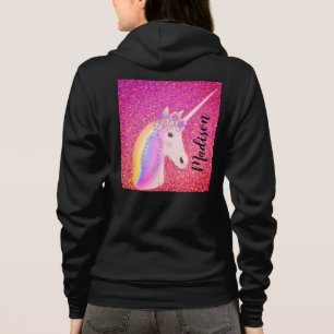 Personalised Unicorn Pink Glitter Hoodie