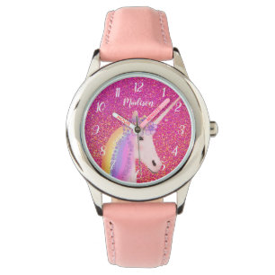 Personalised Unicorn Pink Glitter Sparkle Kid's Watch