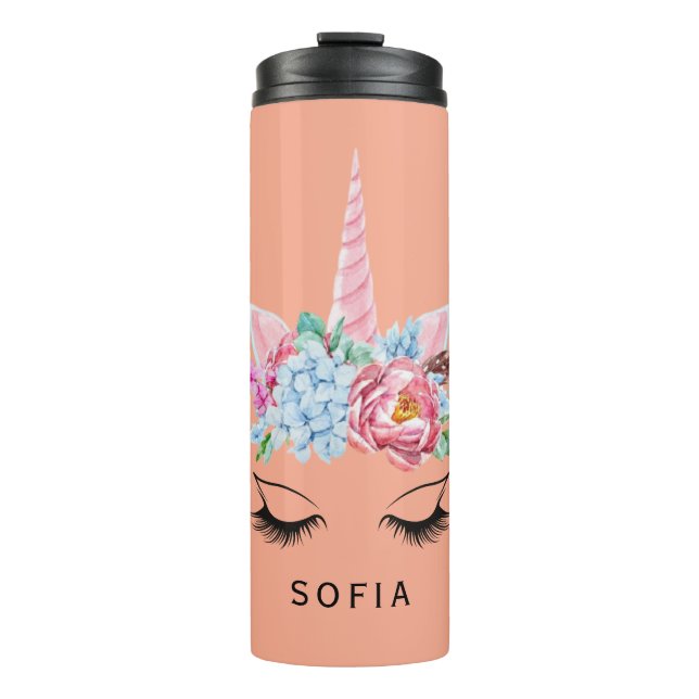Personalised Unicorn Pink  Thermal Tumbler (Front)