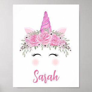 Personalised Unicorn Poster With Pink Name