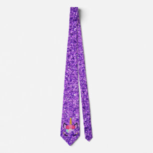 Personalised Unicorn Purple Mens Dress Tie