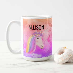 Personalised Unicorn Rainbow Colourful Hot Cocoa Coffee Mug