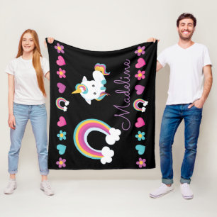 Personalised Unicorn & Rainbow Fleece Blanket