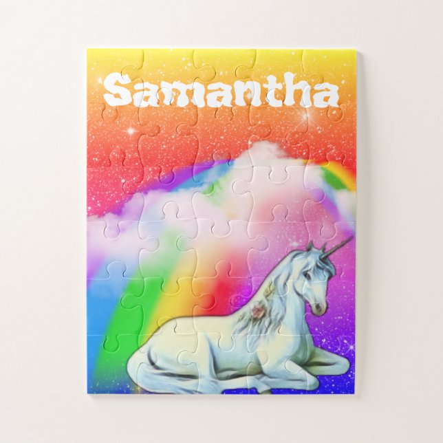 Personalised Unicorn Rainbow Kids gift Jigsaw Puzzle (Vertical)