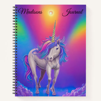 Personalised Unicorn Rainbow Notebook