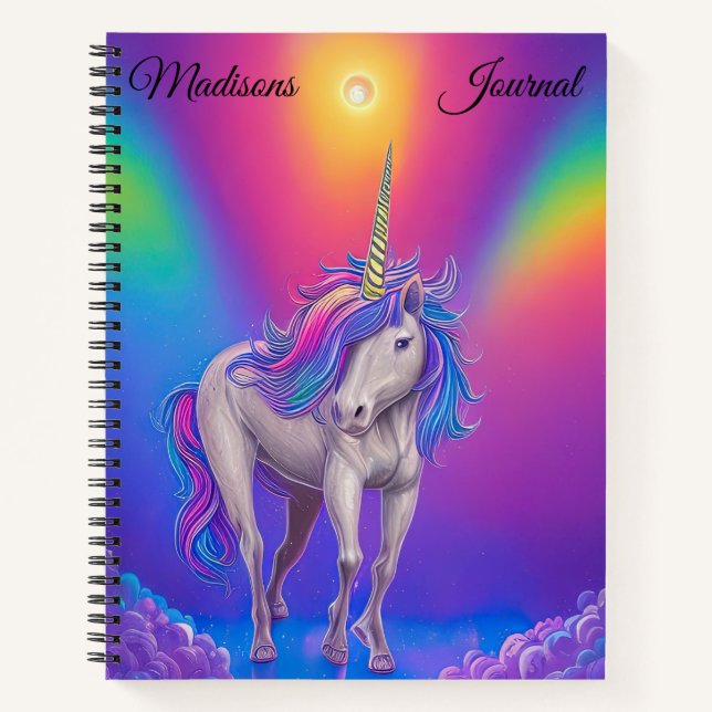 Personalised Unicorn Rainbow Notebook (Front)