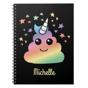 Personalised Unicorn Rainbow Poop Emoji Kawaii Notebook