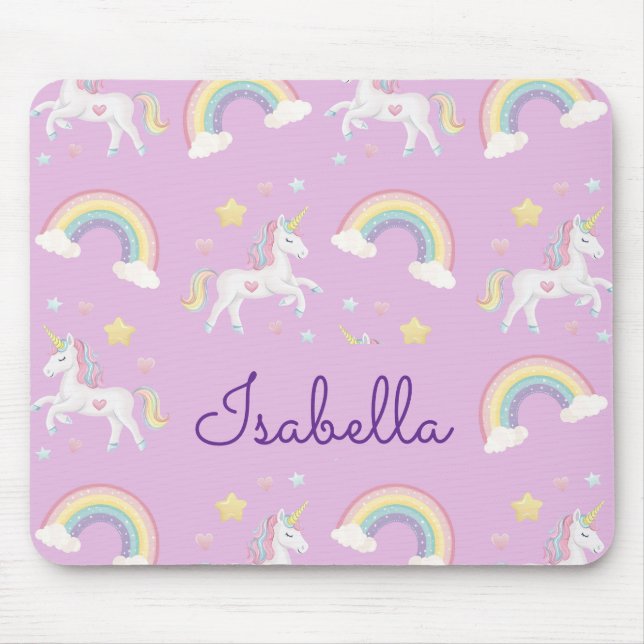 Personalised Unicorn Rainbow Sparkle Mouse Mat (Front)