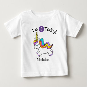 Personalised Unicorn Second Birthday Baby T-Shirt
