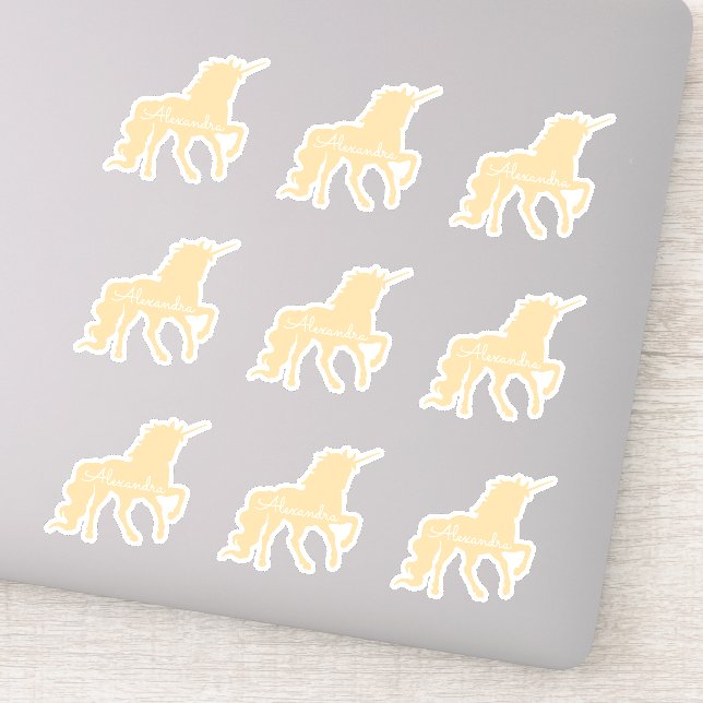 Personalised Unicorn set of 9 Die Cut Sticker (Detail)