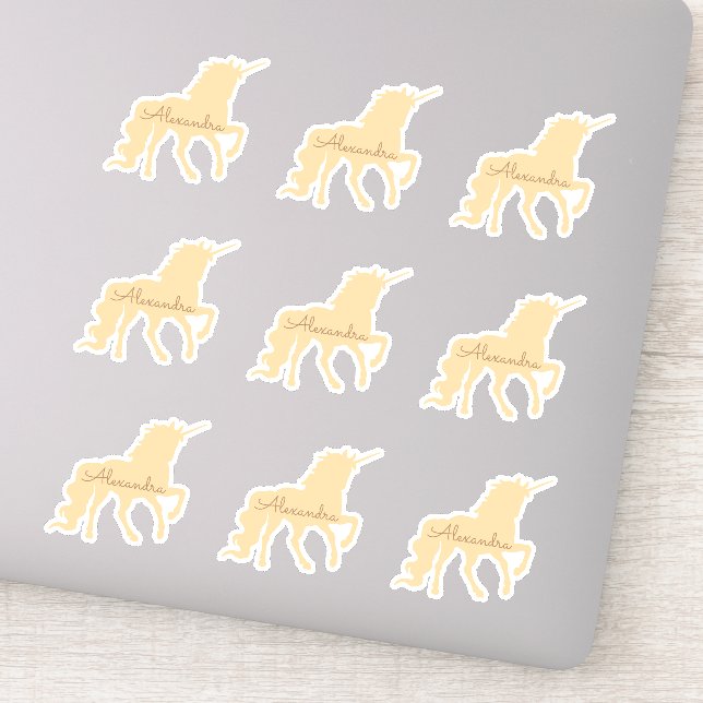 Personalised Unicorn set of 9 Die Cut Sticker (Detail)