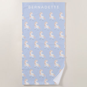 Personalised Unicorn Soft Pastel Kids Summer Gift Beach Towel