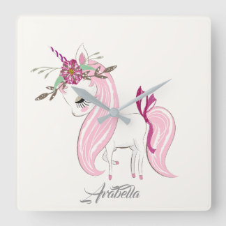 Personalised Unicorn Square Wall Clock