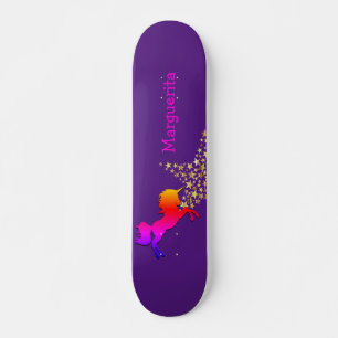 Personalised UNICORN Starry Purple Skateboard