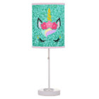 Personalised Unicorn Teal Glitter Table Lamp