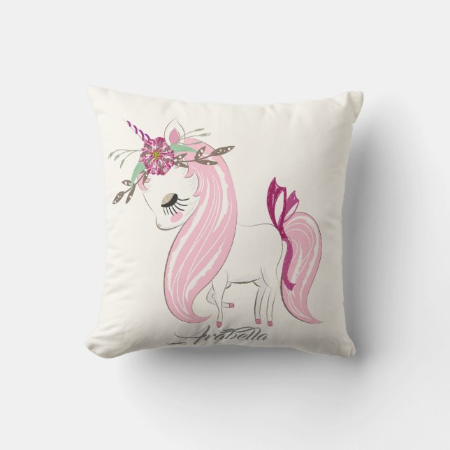 Personalised Unicorn Throw Pillow (Front)