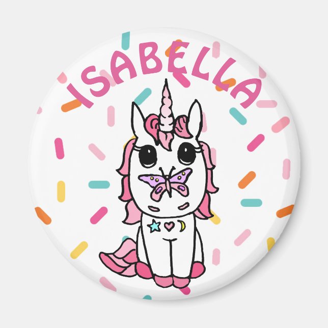 Personalised Unicorn with Butterfly on Nose Magnet (Front)