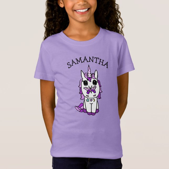 Personalised Unicorn with Butterfly on Nose Shirt (Front)