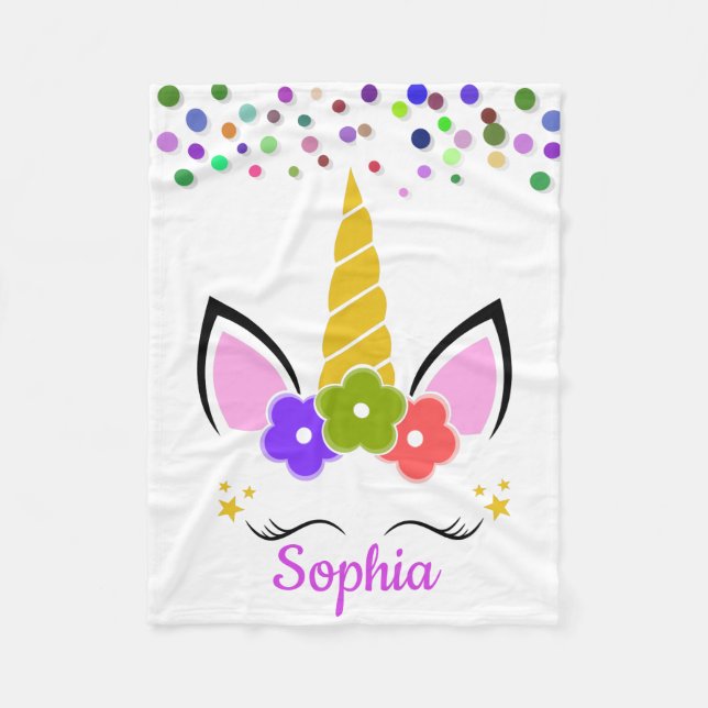Personalised Unicorn with Pony Fleece Blanket (Front)