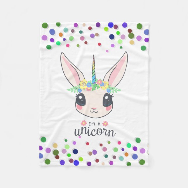 Personalised Unicorn with Pony Fleece Blanket (Front)